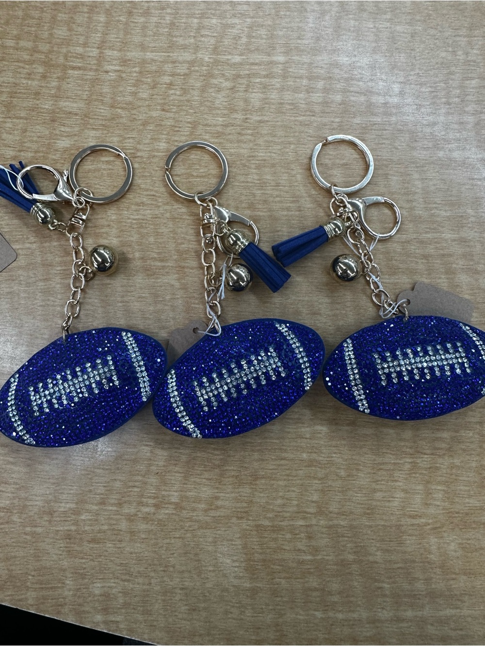 Source Unknown Blue Rhinestone Football Keychain Key & Card Holder
